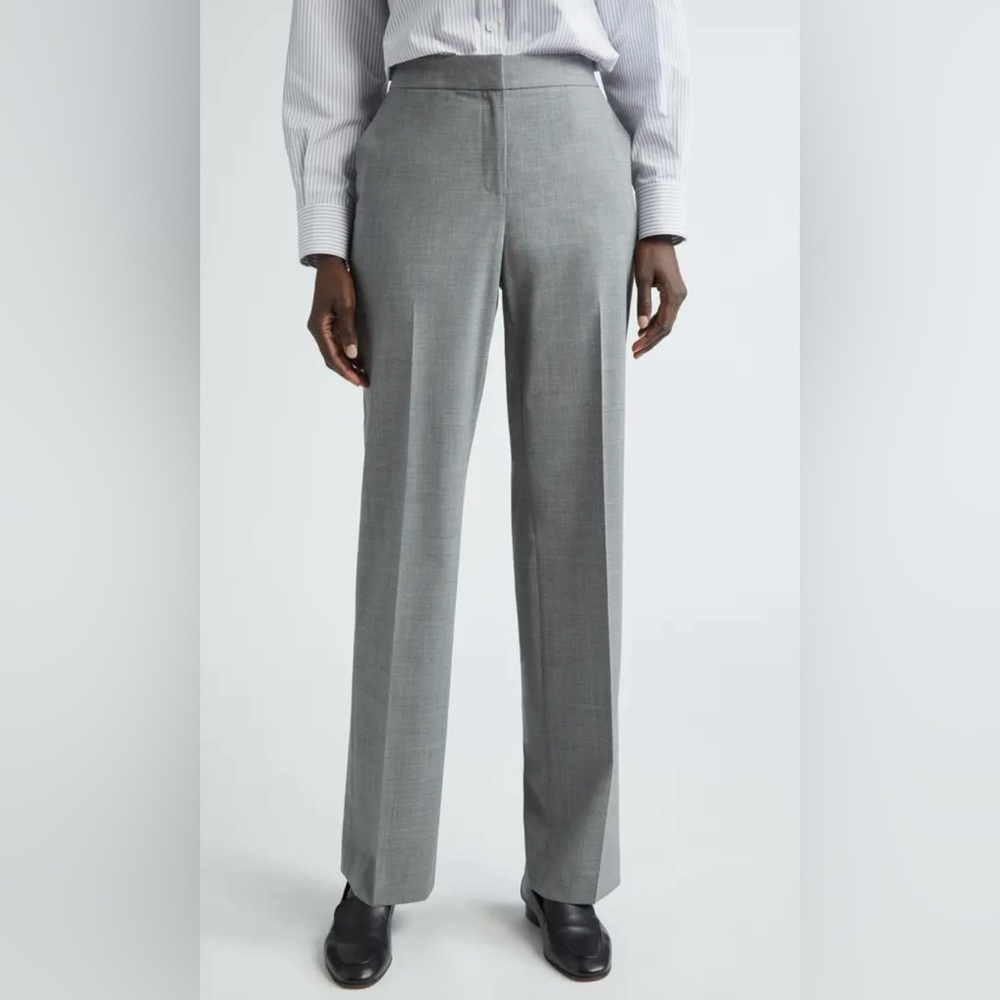 Lafayette 148 New York Irving Stretch Wool Pants Dark Grey